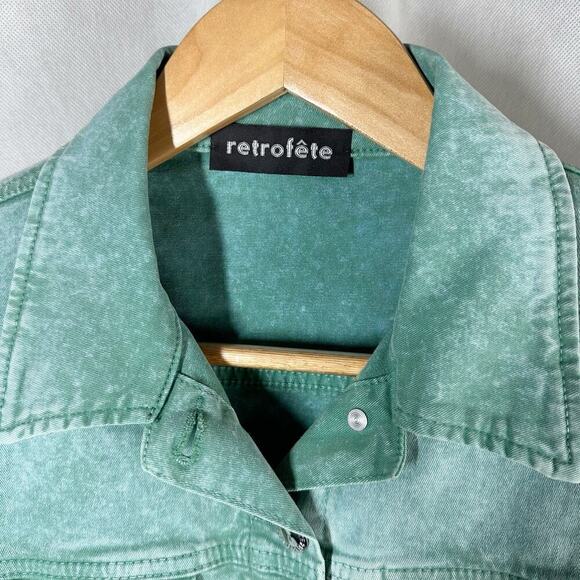 Retrofete Rissa Raw Hem Distressed Casual Jacket Size Small Mojito - Picture 3 of 13
